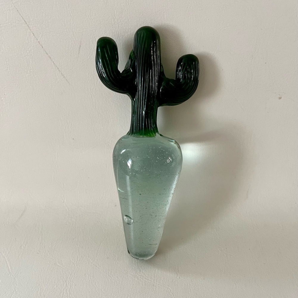 Green and Clear Glass Cactus stopper